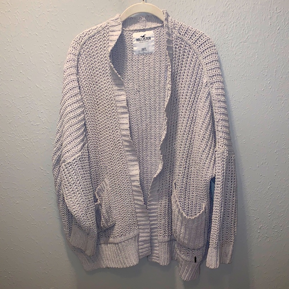 Hollister Women's Cream Open-Front Chunky Knit Cardigan Sweater